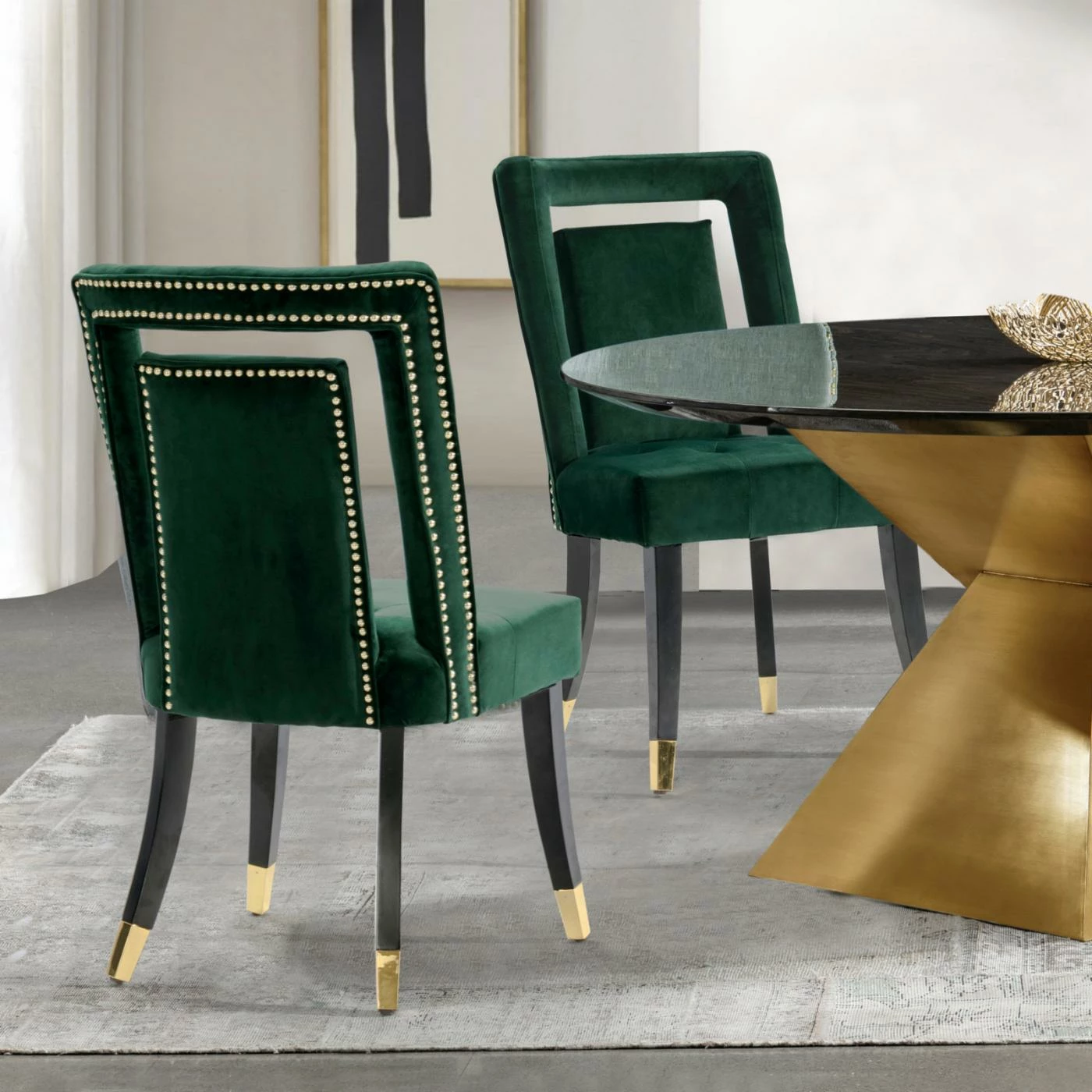 Discount π Casual Dining Chairs Chic Home Ellie Velvet Upholstered Nailhead Trim Dining Chair - Set Of 2 π€© - Image 4