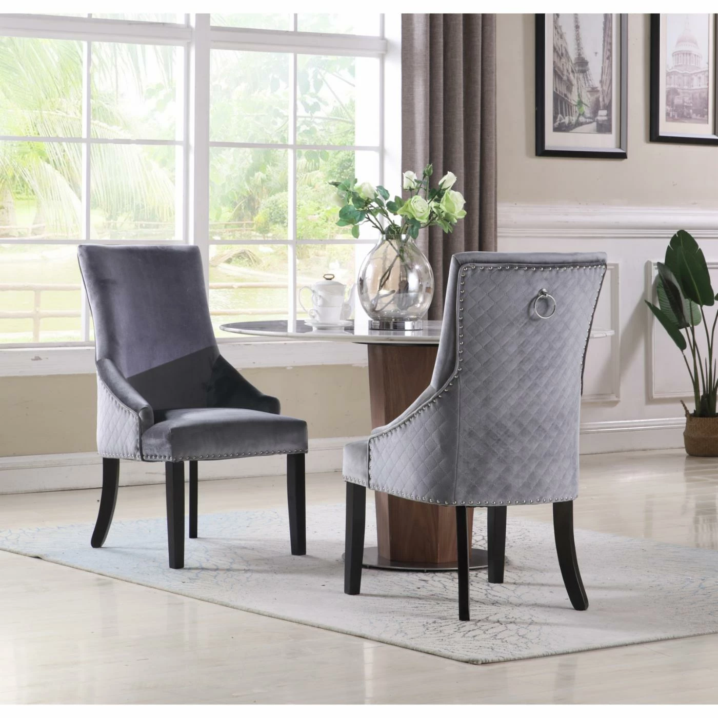 Budget 💯 Casual Dining Chairs Chic Home Moishe Velvet Dining Side Chair With Nailhead Trim - Set Of 2 👍 - Image 6