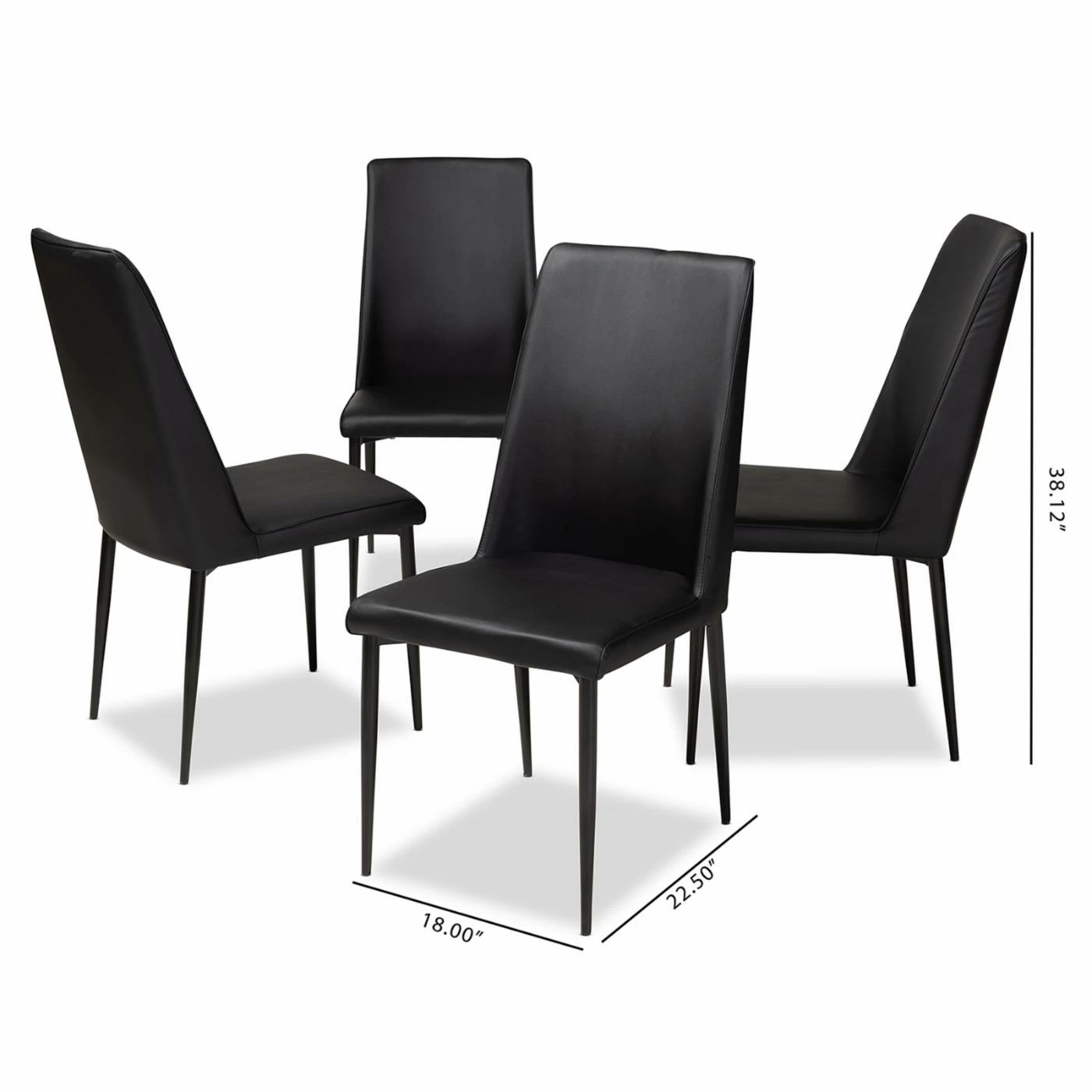 Outlet π Side Chairs Baxton Studio Chandelle Faux Leather Dining Side Chair - Set Of 4 π - Image 6