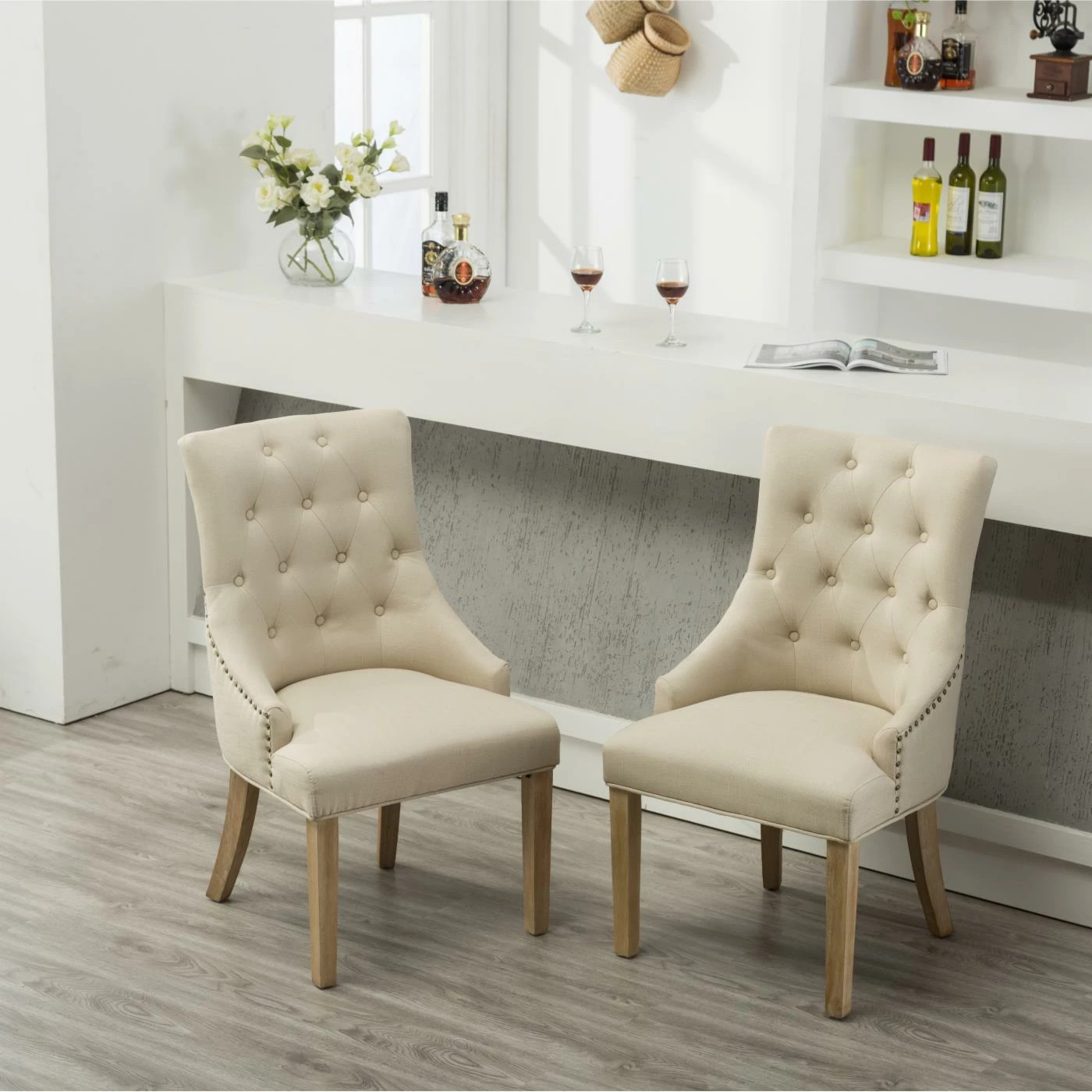 Brand new ❤️ Side Chairs Roundhill Furniture Button Tufted Wingback Hostess Chair - Set Of 2 ❤️ - Image 8