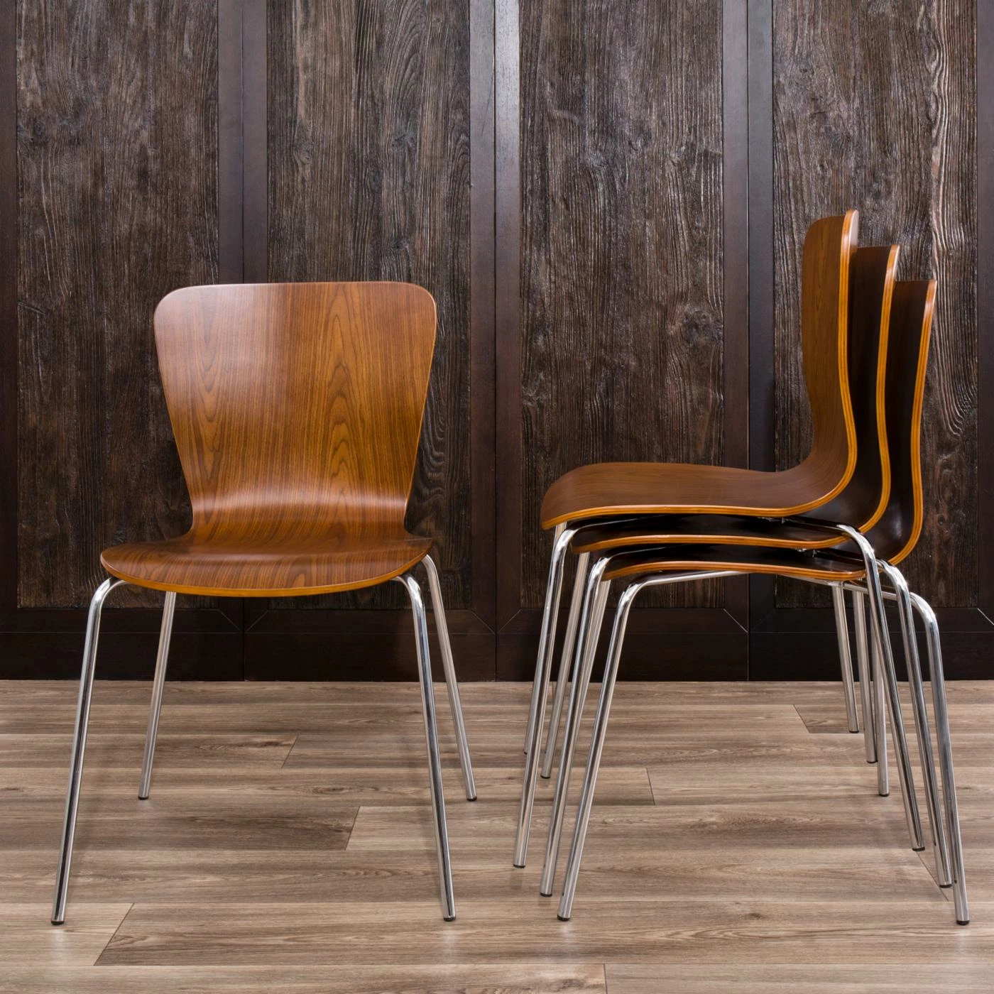 New π₯° Side Chairs LumiSource Bentwood Stacker Dining Chair - Set Of 4 𧨠- Image 9