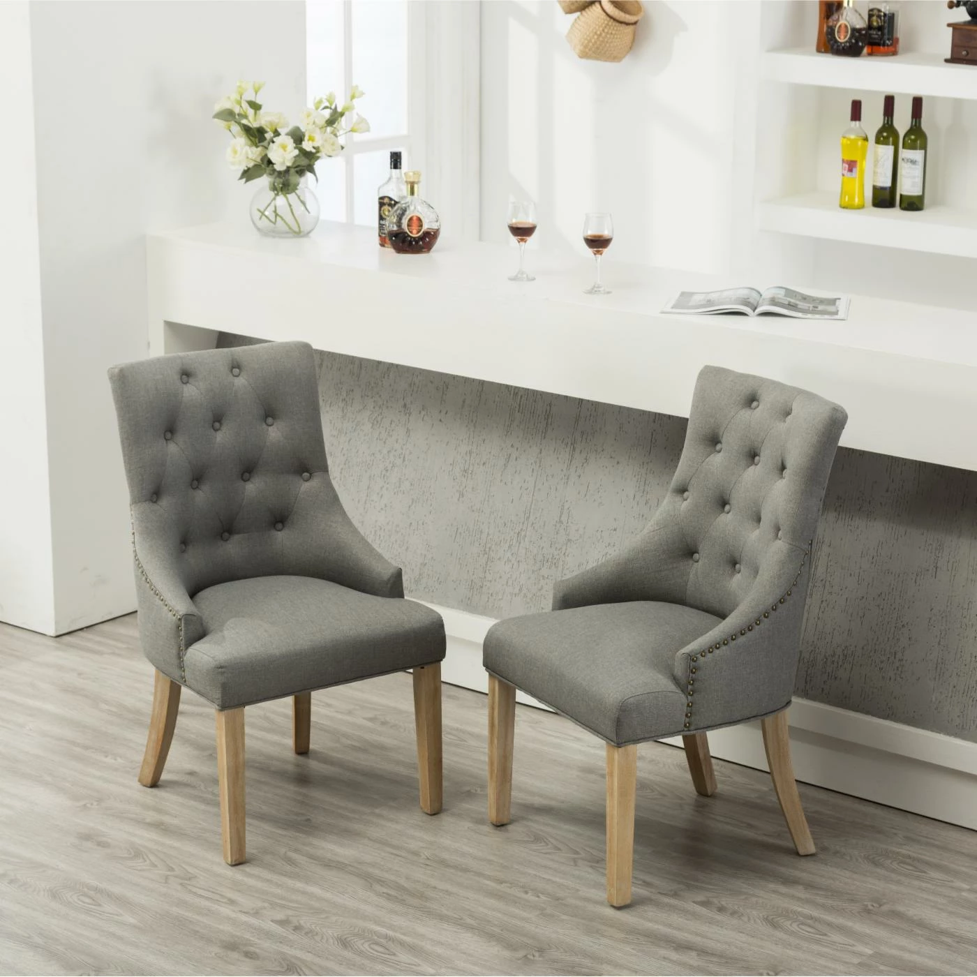 Brand new ❤️ Side Chairs Roundhill Furniture Button Tufted Wingback Hostess Chair - Set Of 2 ❤️ - Image 9