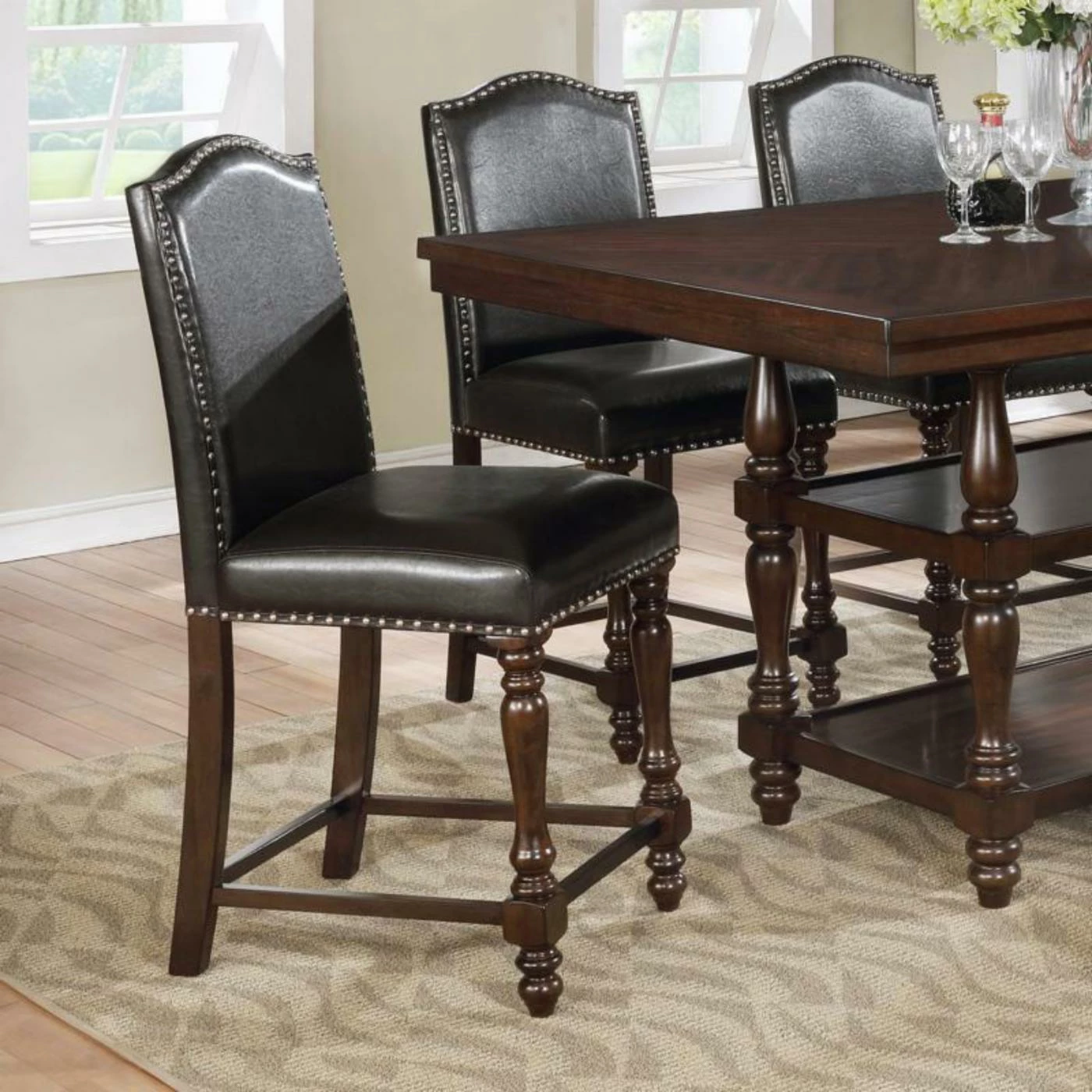 Discount π Side Chairs Crown Mark Langley Vinyl Solid Back Upholstered Counter Height Dining Side Chair - Set Of 2 π - Image 3