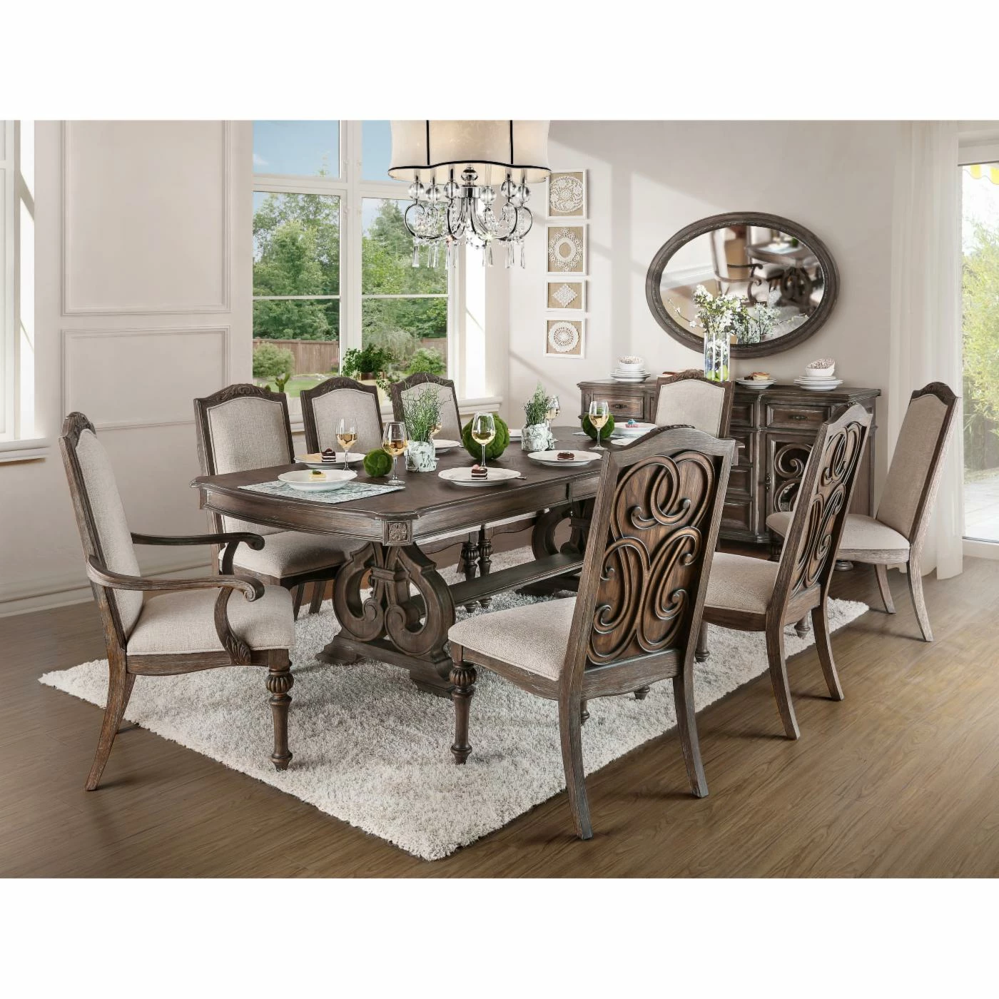 Cheapest π Side Chairs Furniture Of America Seran Transitional Ornate Fabric Dining Chair - Set Of 2 π - Image 3