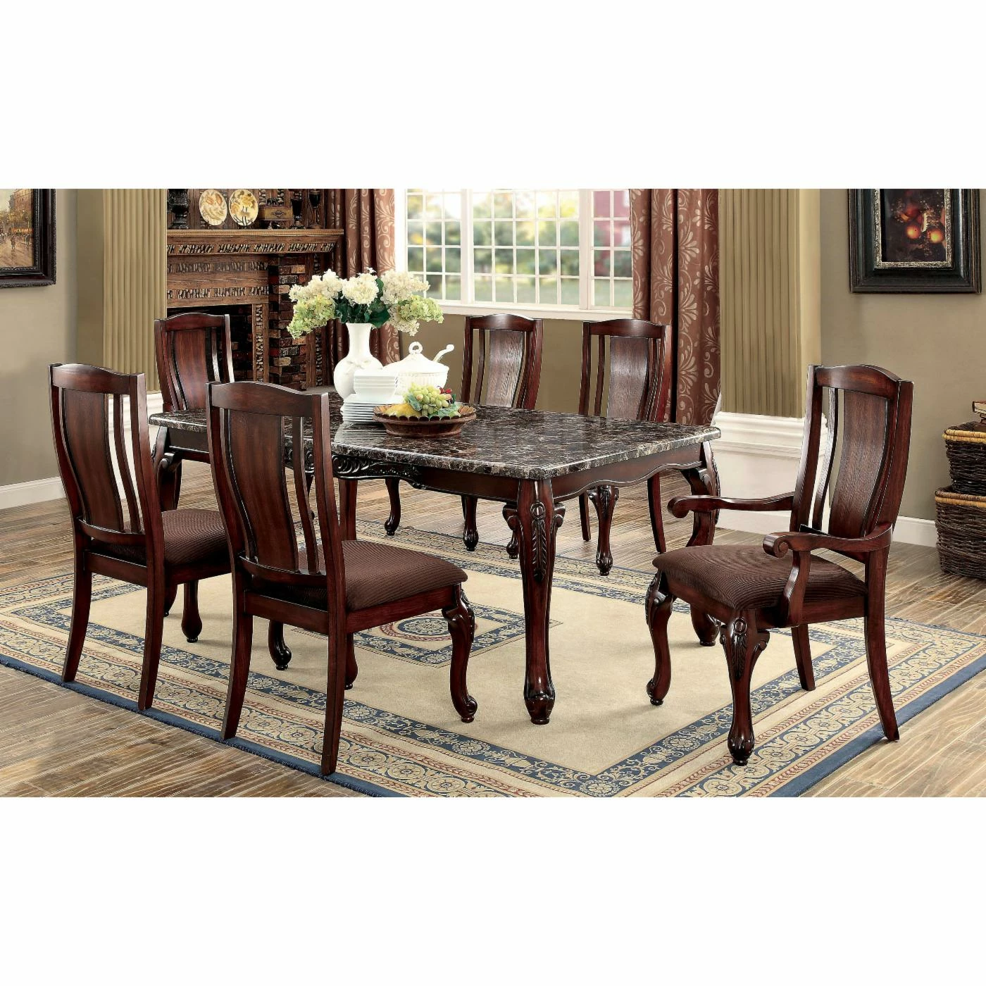 Best deal π Side Chairs Furniture Of America Delaine Traditional Slatted Flannelette Arm Chair - Set Of 2 βοΈ - Image 3