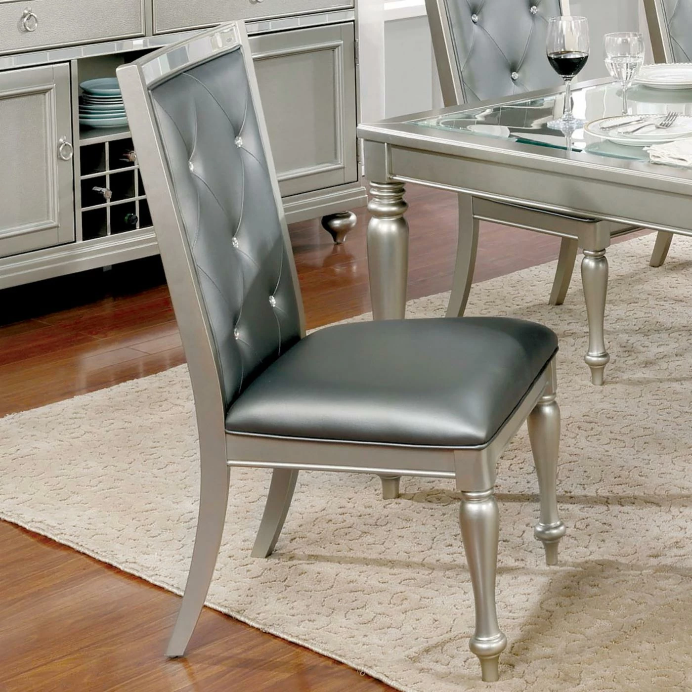 Wholesale βοΈ Side Chairs Furniture Of America Kira Contemporary Tufted Leatherette Dining Chair - Set Of 2 π - Image 3