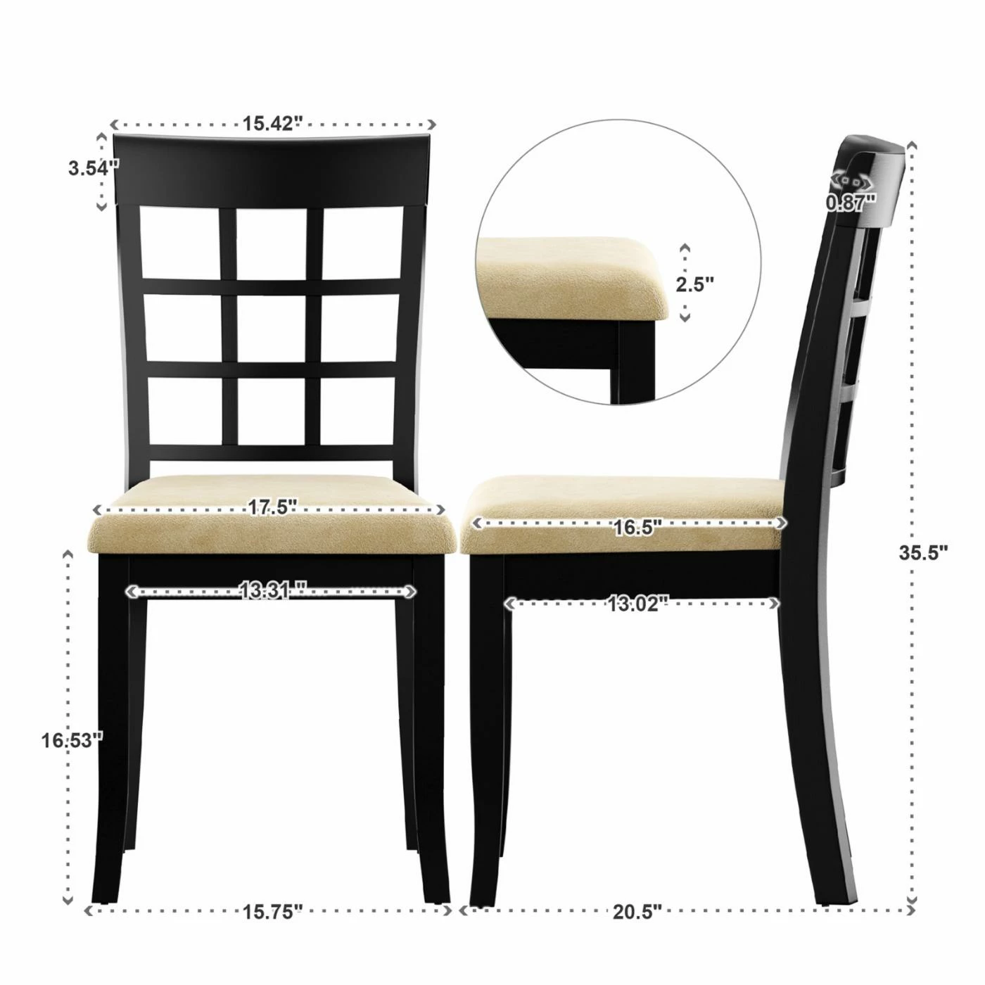 Hot Sale 𧨠Side Chairs Weston Home Tibalt Black Dining Chair - Window Back - Set Of 2 π₯ - Image 3