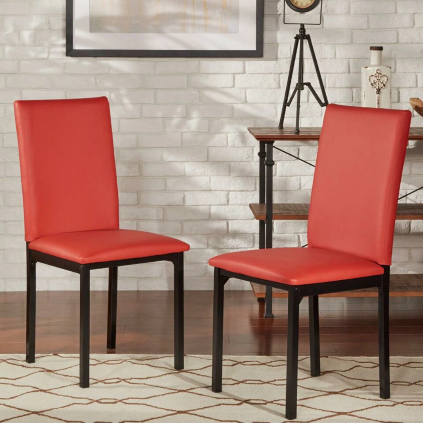 Best deal π Side Chairs Chelsea Lane Tempe Collection Faux Leather Metal Dining Side Chair - Set Of 2 β€οΈ - Image 3