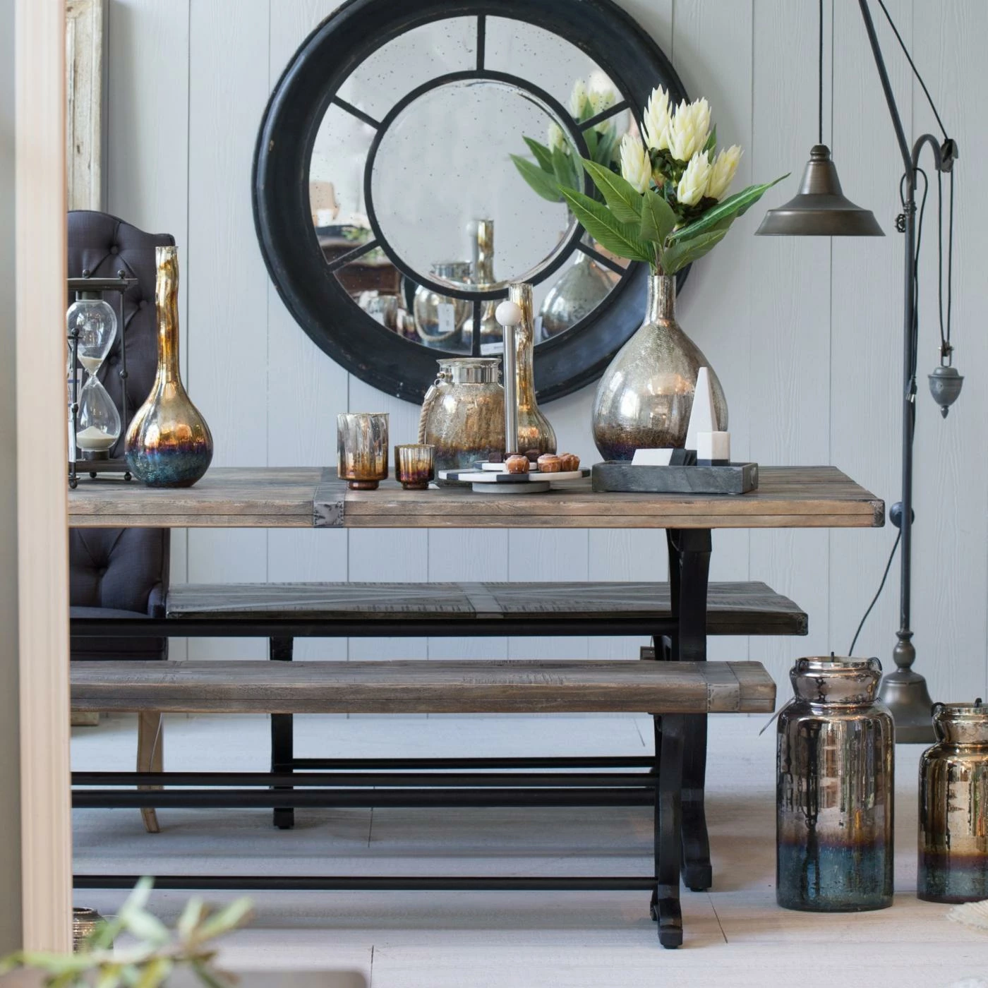 Buy π A & B Home Side Chairs A & B Home Solid Wood And Cast Iron Dining Bench π― - Image 2