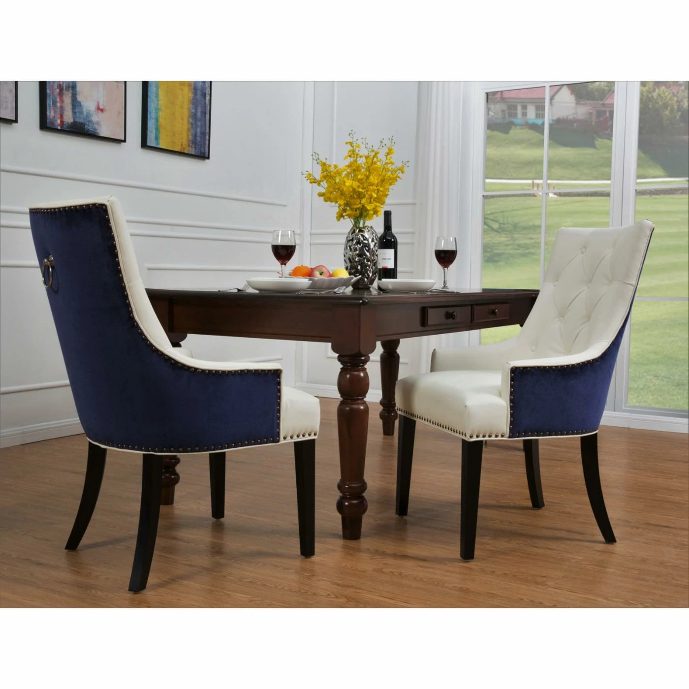 Brand new π Side Chairs Chic Home Gilbert Tufted Dining Side Chair With Nailhead Trim - Set Of 2 π - Image 2