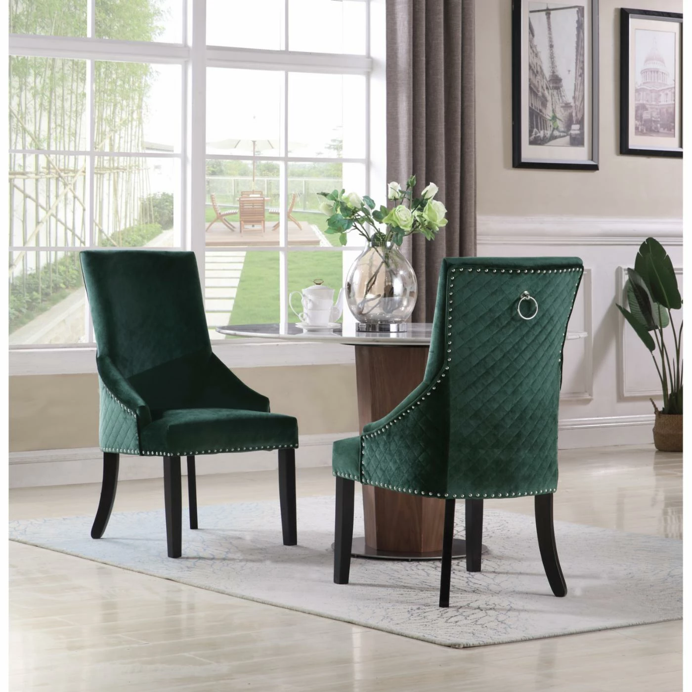 Budget 💯 Casual Dining Chairs Chic Home Moishe Velvet Dining Side Chair With Nailhead Trim - Set Of 2 👍 - Image 2