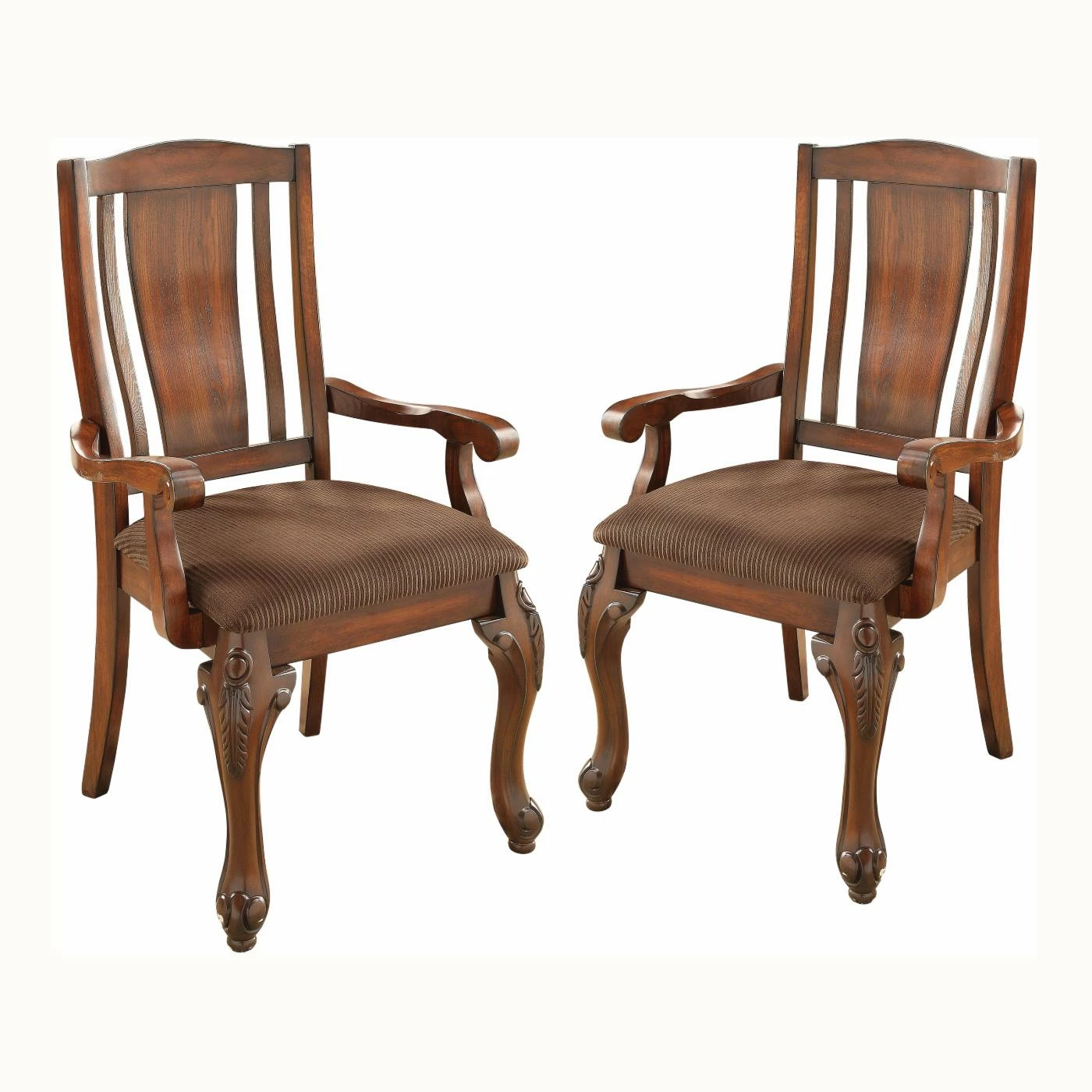 Best deal π Side Chairs Furniture Of America Delaine Traditional Slatted Flannelette Arm Chair - Set Of 2 βοΈ - Image 2