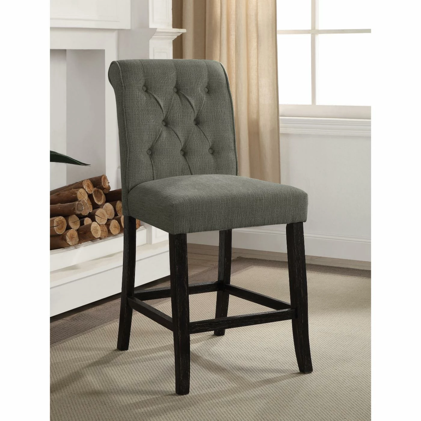 New π Counter Height Chairs Furniture Of America Verona Contemporary Chenille Counter Height Chair - Set Of 2 π₯° - Image 2
