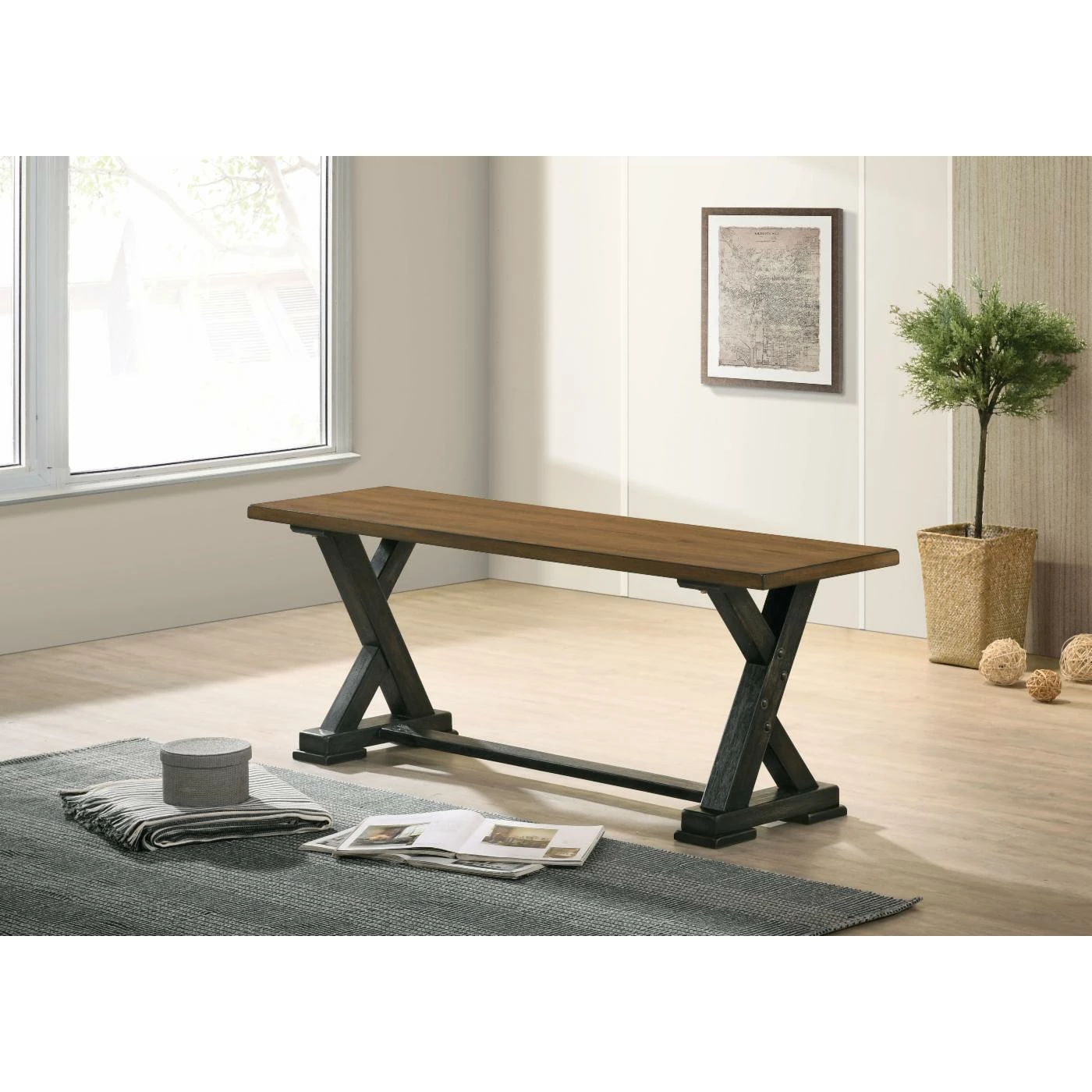 Flash Sale π Furniture Of America Merritt Rustic Dining Bench - Antique Light Oak π - Image 2