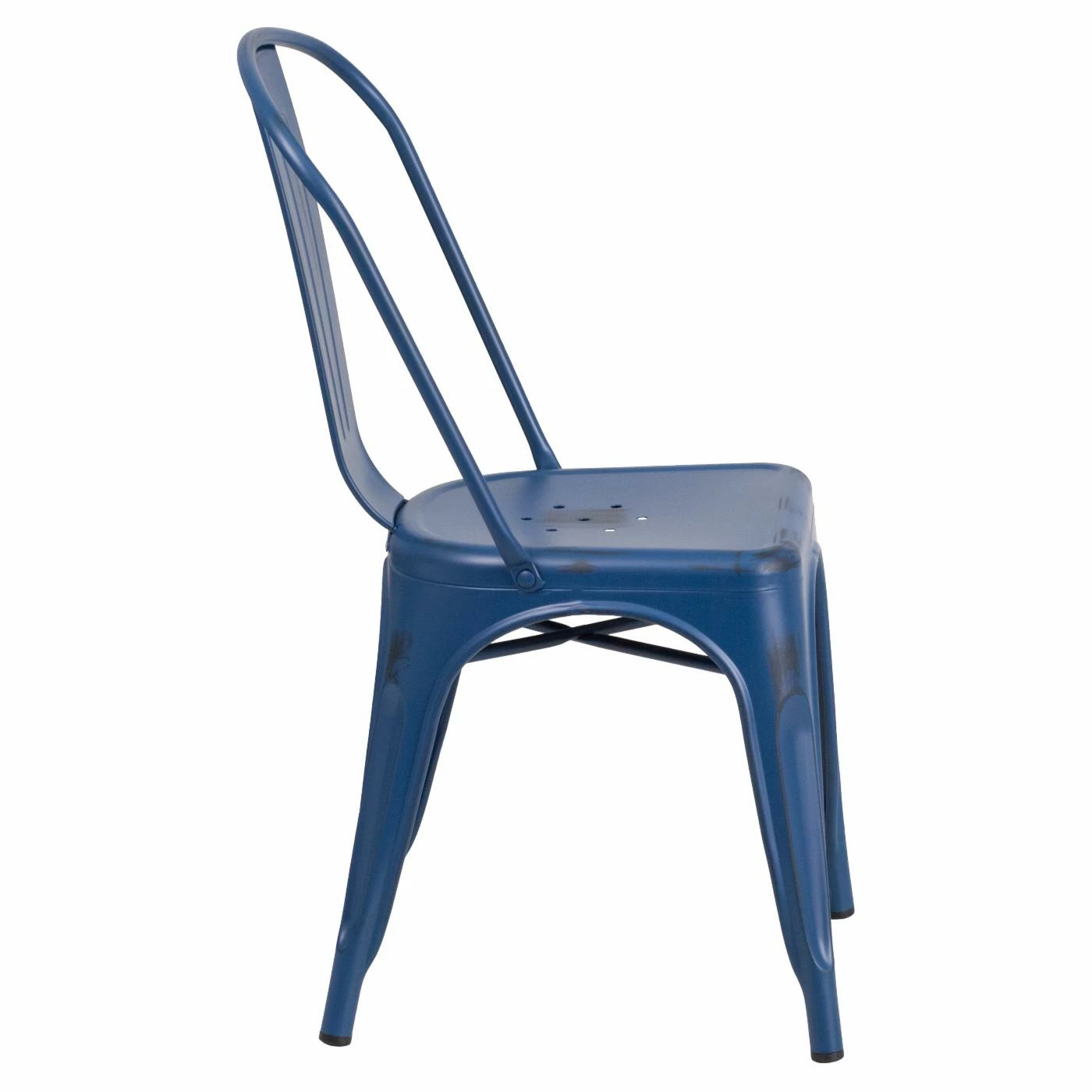Coupon 𧨠Side Chairs Flash Furniture Distressed Antique Blue Metal Indoor-Outdoor Stackable Chair π₯ - Image 2