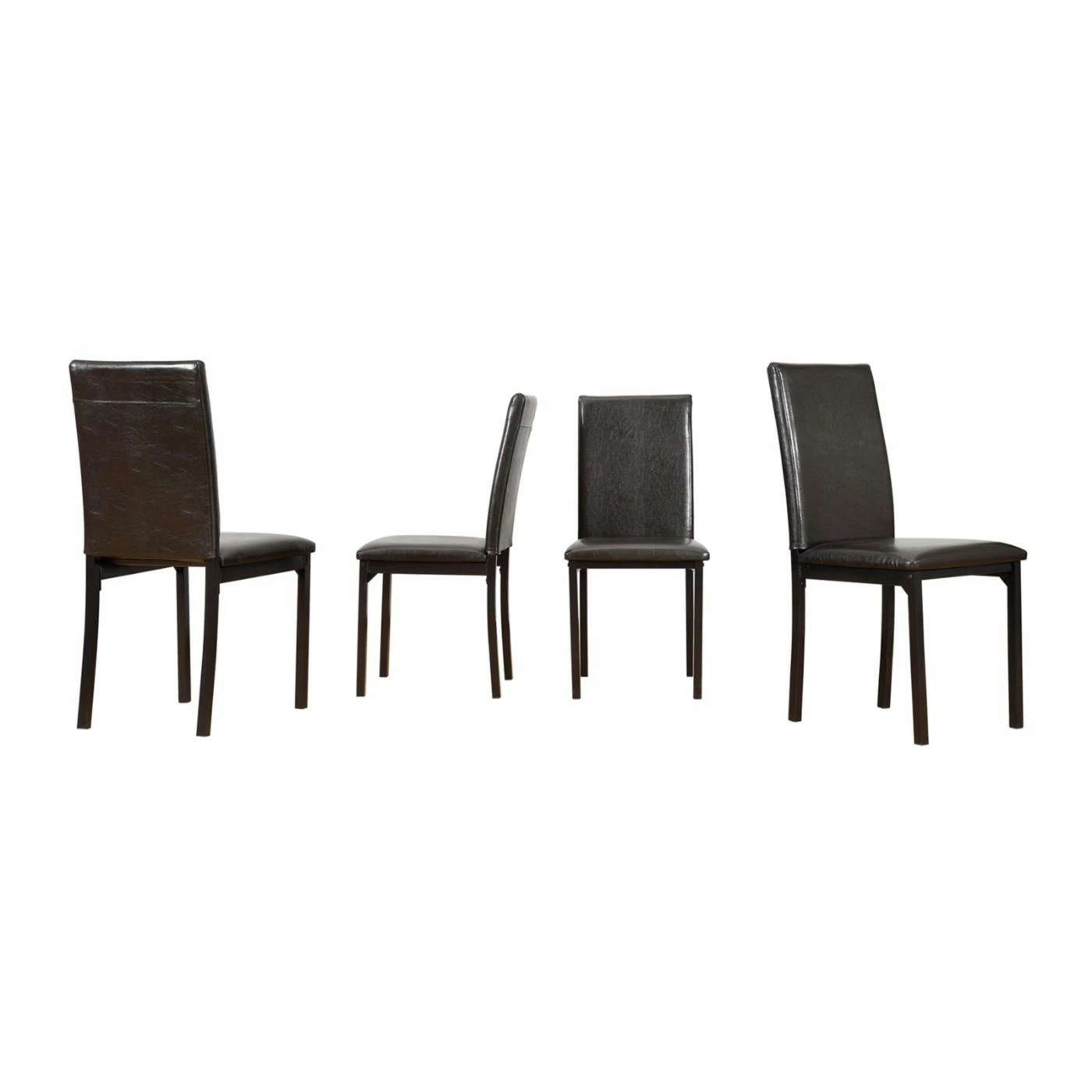 New π Chelsea Lane Side Chairs Weston Home Tempe PU Metal Chairs - Dark Brown - Set Of 4 π - Image 2