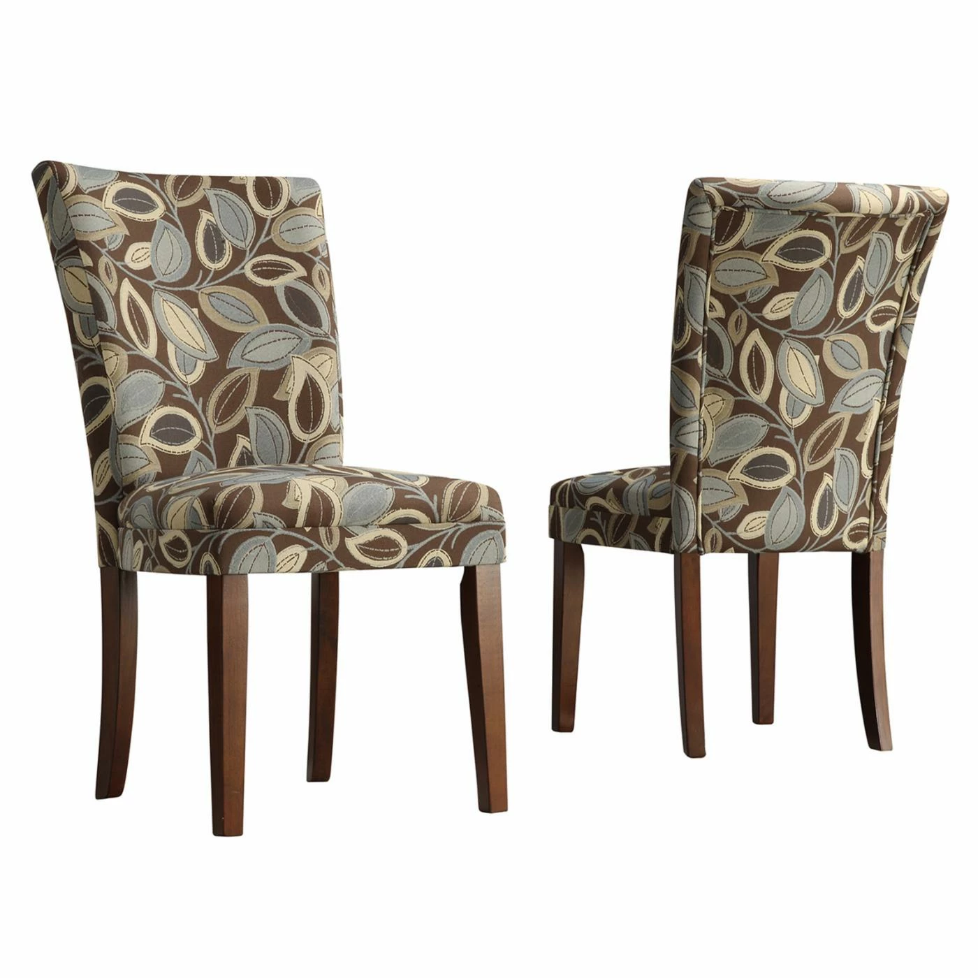 Flash Sale π Casual Dining Chairs Weston Home Royal Leaf Design Fabric Parson Chairs - Brown - Set Of 2 π - Image 2