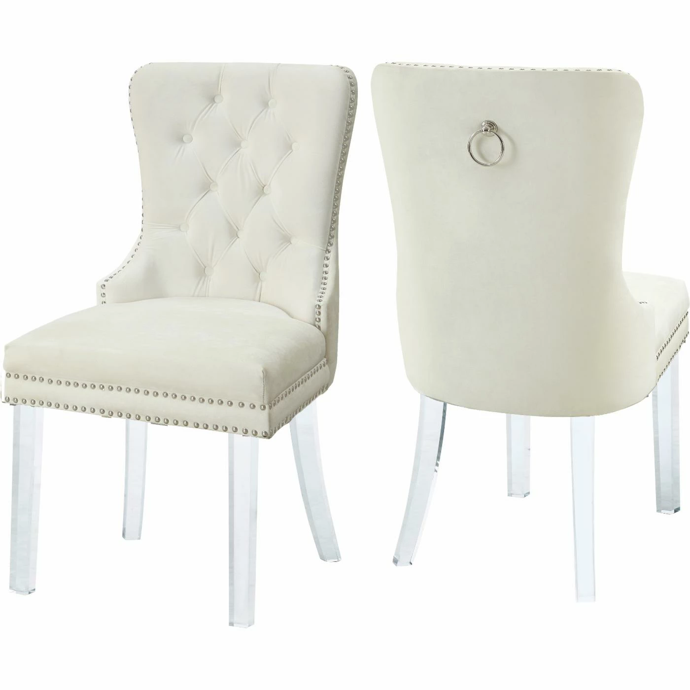 Deals π Formal Dining Chairs Meridian Furniture Inc Miley Tufted Dining Side Chair With Nailhead Trim - Set Of 2 π - Image 2