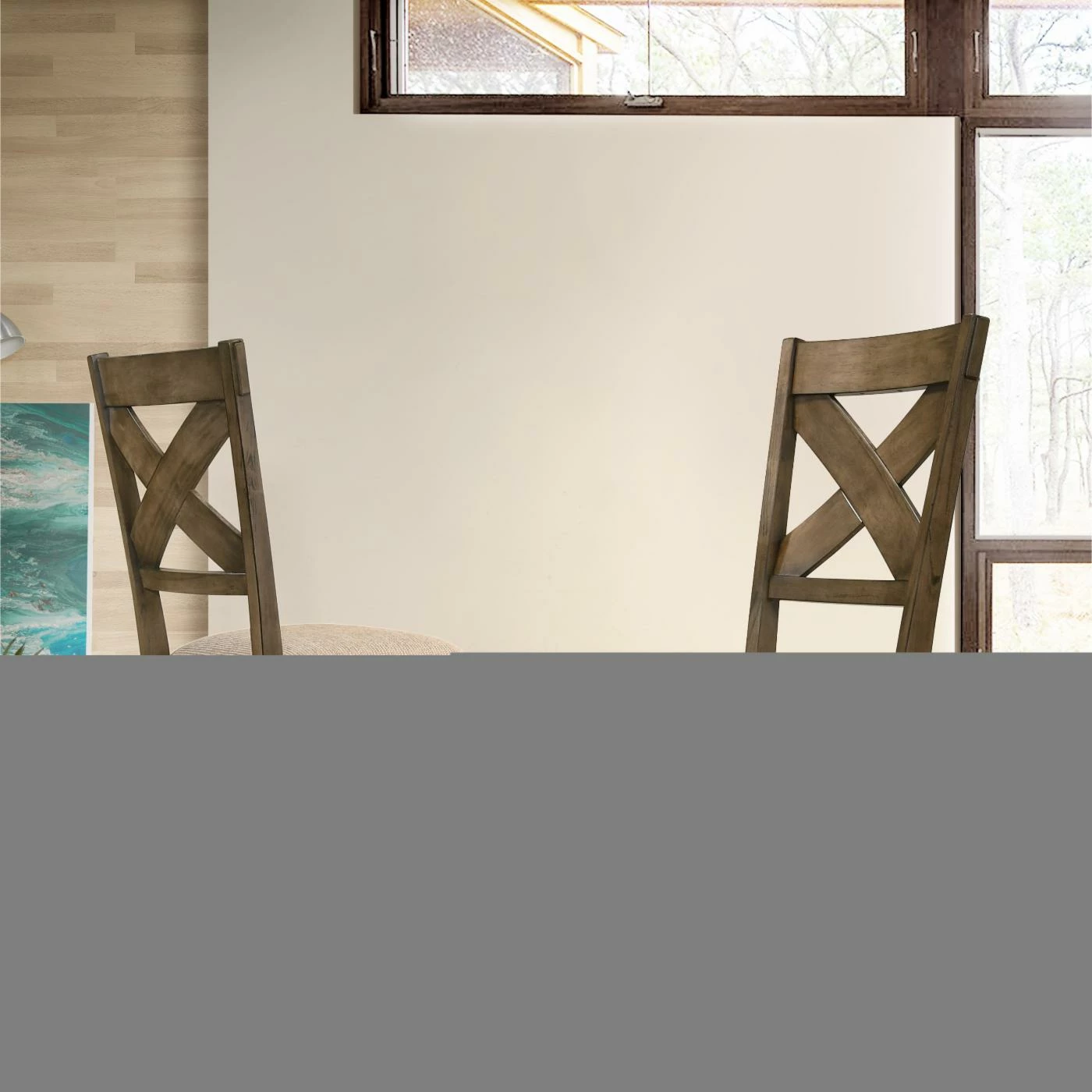 Brand new 𧨠Side Chairs Roundhill Furniture Raven Upholstered Cross Back Dining Side Chair - Set Of 2 β - Image 2