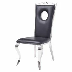 Cheap 👍 Formal Dining Chairs Acme Furniture Cyrene Faux Leather Dining Side Chair - Set Of 2 👏