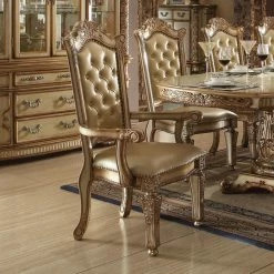 Hot Sale π Formal Dining Chairs Acme Furniture Vendome Tufted Dining Arm Chairs - Set Of 2 - Gold Patina π