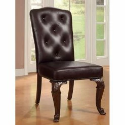 Best deal 😍 Side Chairs Benzara Bellagio Tufted Faux Leather Dining Side Chair - Set Of 2 ⌛