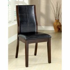 Outlet 🥰 Side Chairs Benzara Toronto Faux Leather Dining Side Chair - Set Of 2 👍