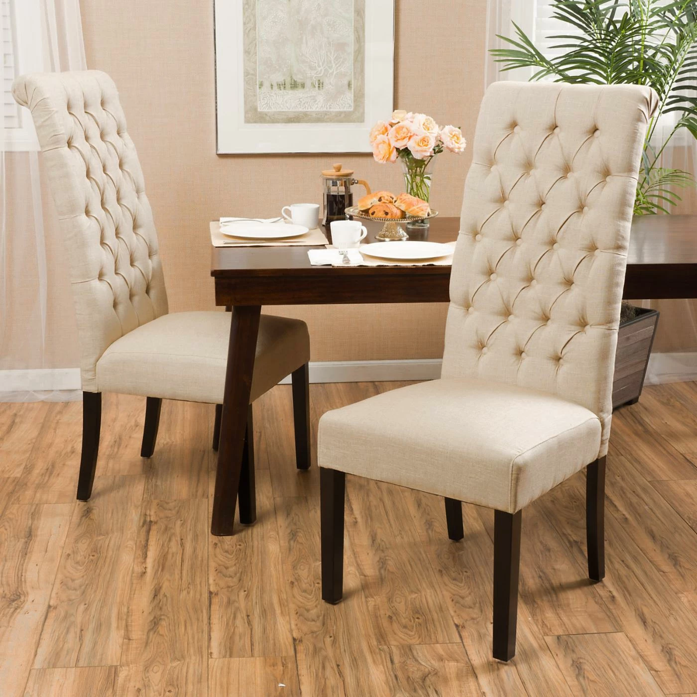Top 10 π Best Selling Home Formal Dining Chairs Estbury Tall Dark Beige Tufted Dining Chair - Set Of 2 π