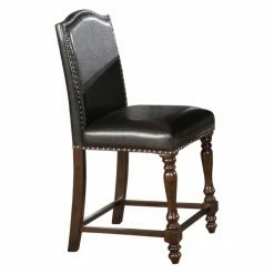 Discount 👏 Side Chairs Crown Mark Langley Vinyl Solid Back Upholstered Counter Height Dining Side Chair - Set Of 2 🛒