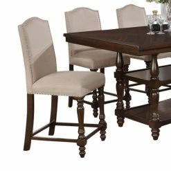 New 🎉 Side Chairs Crown Mark Langley Fabric Solid Back Upholstered Counter Height Dining Side Chair - Set Of 2 🎉