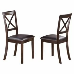 Promo ⌛ Side Chairs East West Furniture Boston X-Back Dining Chair With Faux Leather Seat - Set Of 2 ✔️