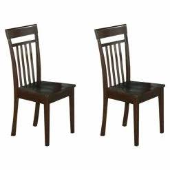 Deals 🛒 Side Chairs East West Furniture Capri Slat Back Dining Chair With Wooden Seat - Set Of 2 👏
