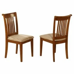 Best deal ❤️ Formal Dining Chairs East West Furniture Portland Slat Back Dining Chair With Linen Seat - Set Of 2 ⭐