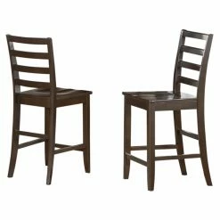 Best Sale 🤩 Side Chairs East West Furniture Fairwinds Ladder Back Counter Height Dining Chair With Wooden Seat - Set Of 2 ⭐