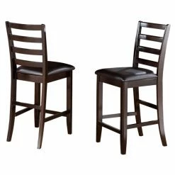 Best deal 🧨 Side Chairs East West Furniture Fairwinds Ladder Back Counter Height Dining Chair With Faux Leather Seat - Set Of 2 🔔