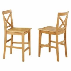 Outlet 🛒 Counter Height Chairs East West Furniture Boston X-Back Counter Height Stool With Wooden Seat - Set Of 2 🎁