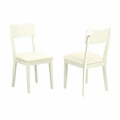 Top 10 🌟 Side Chairs East West Furniture Andy Slat Back Dining Chairs With Faux Leather Seat - Linen White - Set Of 2 🤩