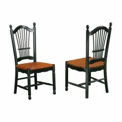 Top 10 💯 Side Chairs East West Furniture Dover Dining Chairs With Wood Seat - Black / Cherry - Set Of 2 ⌛