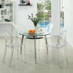 New ✨ Modway Casper Stackable Dining Side Chairs - Set Of 4 - Clear 🥰