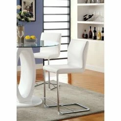 Brand new 🎁 Counter Height Chairs Furniture Of America Damore Contemporary Counter Height Padded Leatherette Dining Chair - Set Of 2 😀