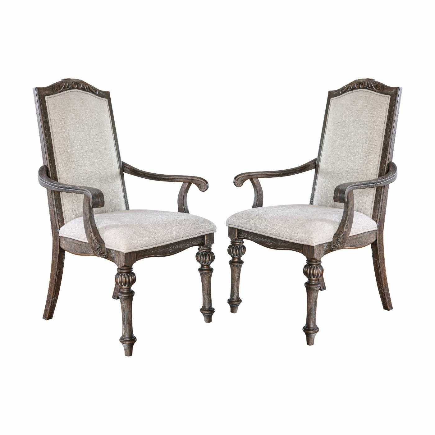 Wholesale 𧨠Side Chairs Furniture Of America Seran Transitional Ornate Fabric Arm Chair - Set Of 2 β€οΈ