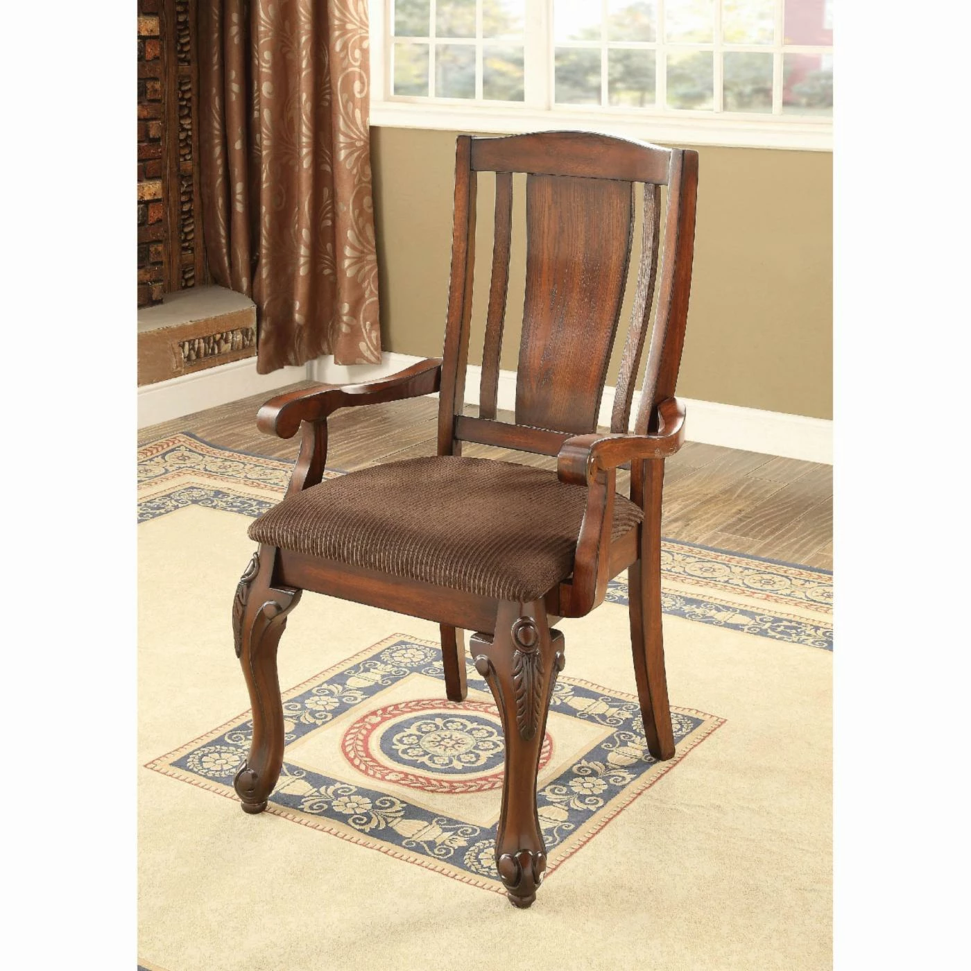 Best deal π Side Chairs Furniture Of America Delaine Traditional Slatted Flannelette Arm Chair - Set Of 2 βοΈ