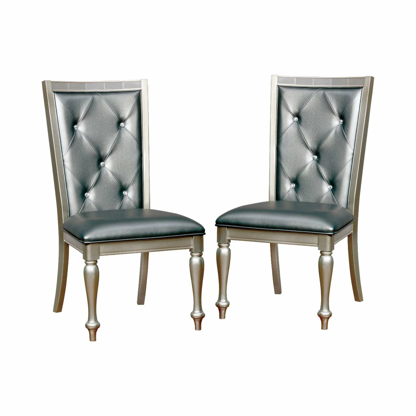 Wholesale βοΈ Side Chairs Furniture Of America Kira Contemporary Tufted Leatherette Dining Chair - Set Of 2 π