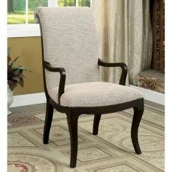 New 🛒 Casual Dining Chairs Furniture Of America Cecille Scrollback Dining Arm Chair - Set Of 2 🎁