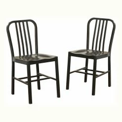 New 🔔 Casual Dining Chairs Furniture Of America Whippen Modern Steel Side Chairs - Set Of 2 🌟