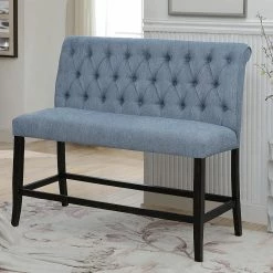 Deals ✔️ Side Chairs Furniture Of America Verona Contemporary Chenille Counter Height 2 Seater Bench 🔔