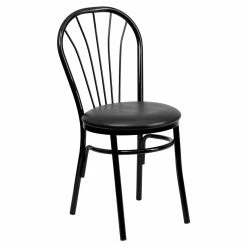 Best Pirce π Side Chairs Flash Furniture Hercules 20 In. Black Metal And Vinyl Fan Back Restaurant Chair β€οΈ
