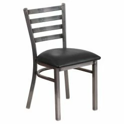 Deals 😀 Side Chairs Flash Furniture Hercules 19.5 In. Clear 🧥 Coated Metal And Vinyl Ladder Back Restaurant Chair 🥰