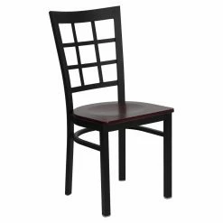 Discount 🔥 Side Chairs Flash Furniture Eclipse 18 In. Metal And Wood Window Back Restaurant Chair 🛒