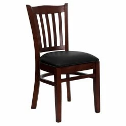 Budget ✔️ Casual Dining Chairs Flash Furniture Hercules 19.25 In. Mahogany Vertical Slat Back Restaurant Chair With Vinyl Seat 😍